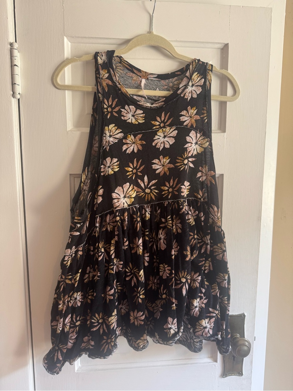 Free People Black Floral Babydoll Camisole